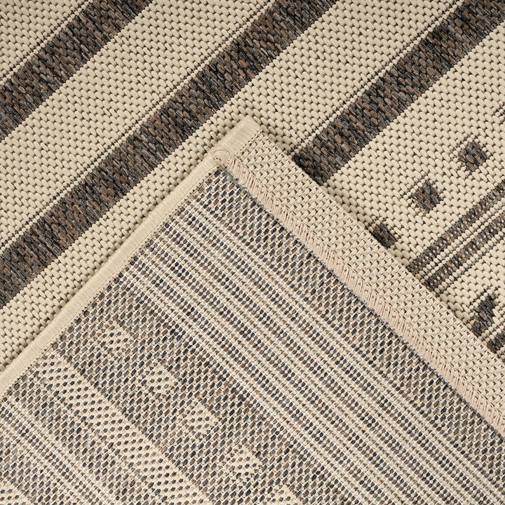 In- & Outdoor Teppich - Swash Lines 200 Creme Braun