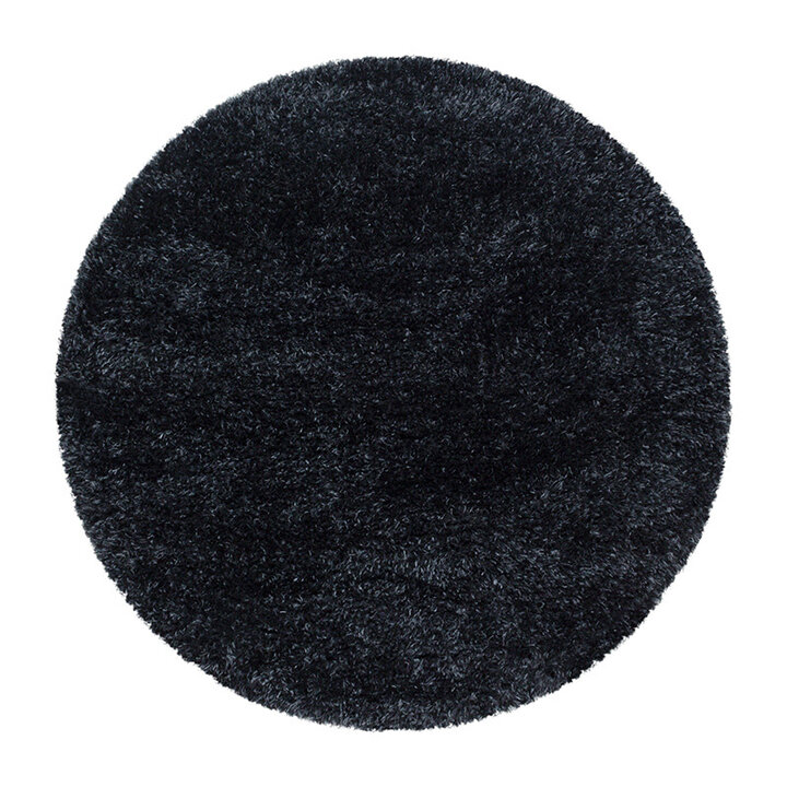 Hochflor Teppich Rund - Blushy Schwarz Meliert