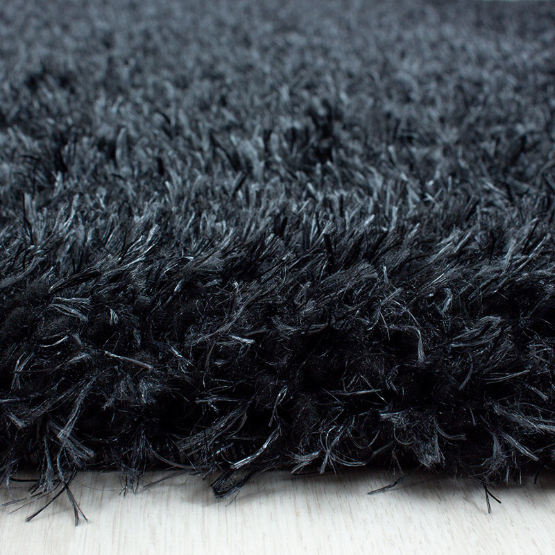 Hochflor Teppich Rund - Blushy Schwarz Meliert - sfeer