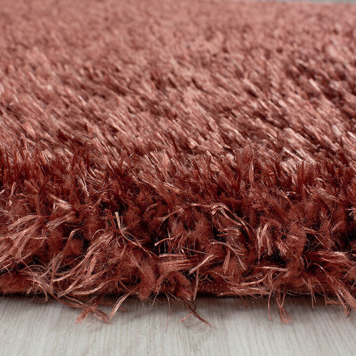 Hochflor Teppich Rund - Blushy Terracotta Braun