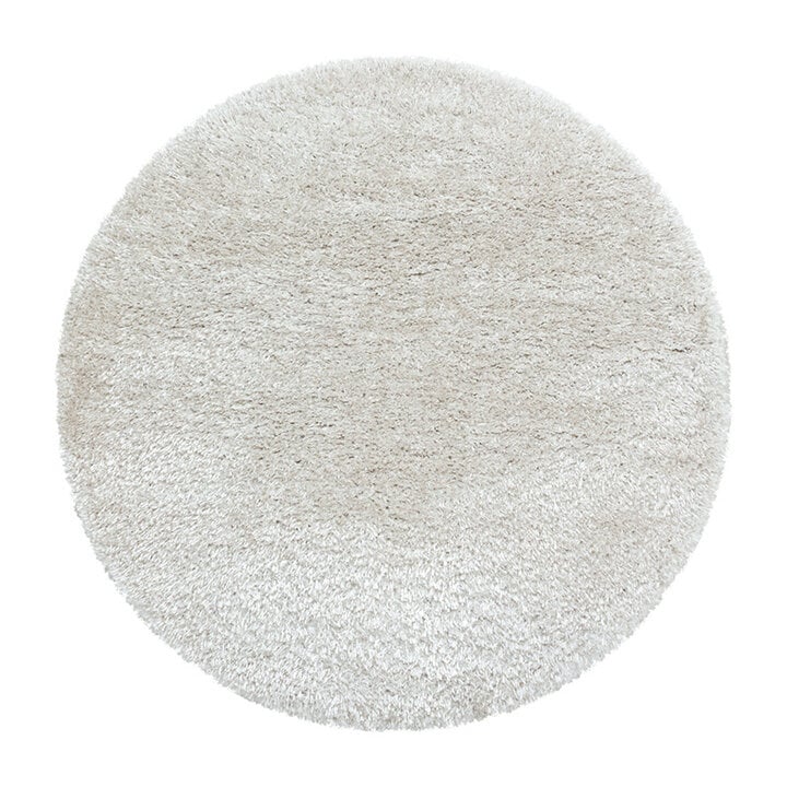 Hochflor Teppich Rund - Blushy Creme Weiß