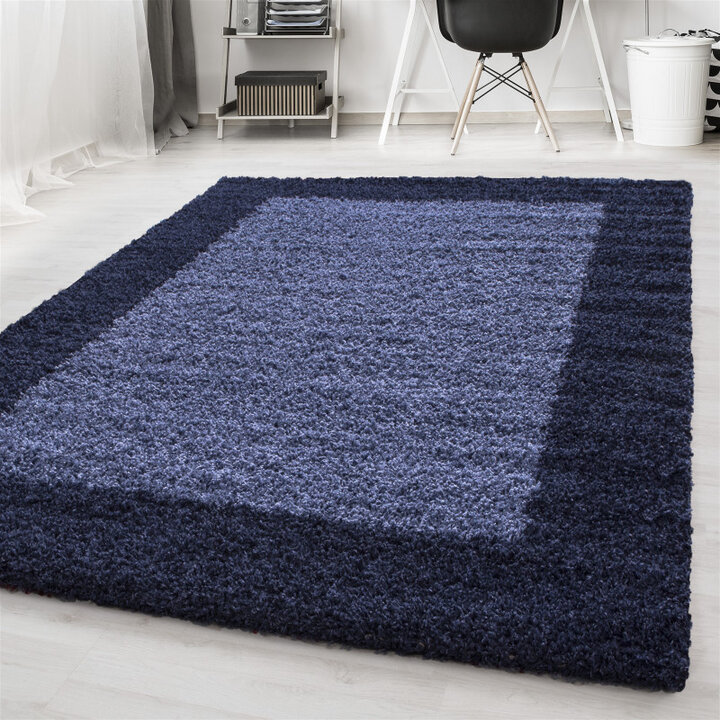 Hochflor Teppich - Edge Blau