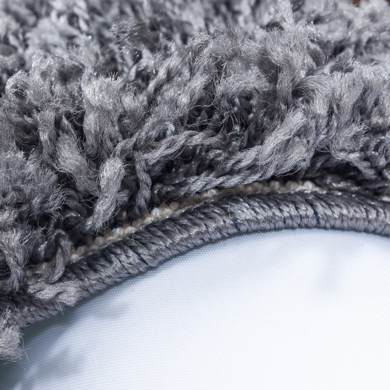 Hochflor Teppich Rund - Edge Grau - sfeer