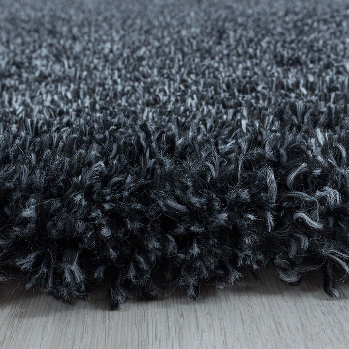 Hochflor Teppich Rund - Fuzzy Anthrazit