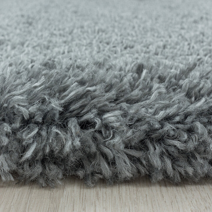 Hochflor Teppich Rund - Fuzzy Grau