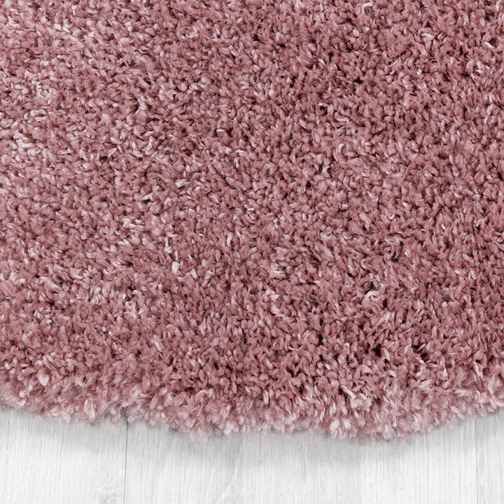 Hochflor Teppich Rund - Fuzzy Rosa