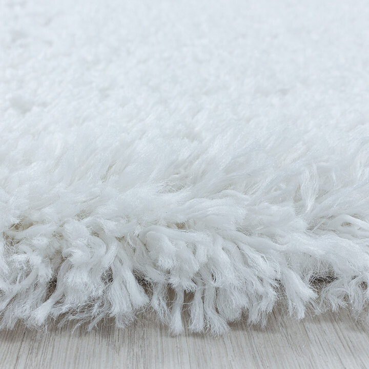 Hochflor Teppich Rund - Fuzzy Weiß