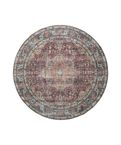 In- & Outdoor Teppich Rund - Kairo Medaillon Bordeaux Rot