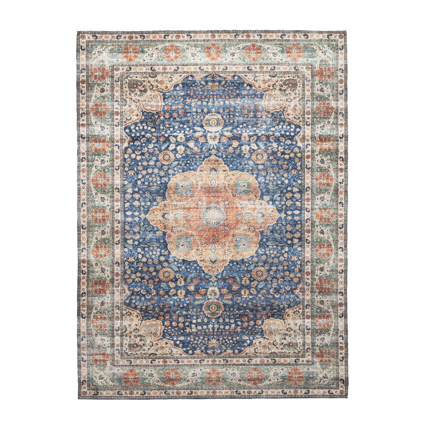 In- & Outdoor Teppich Vintage - Kairo Medaillon Dunkelblau Terra - sfeer