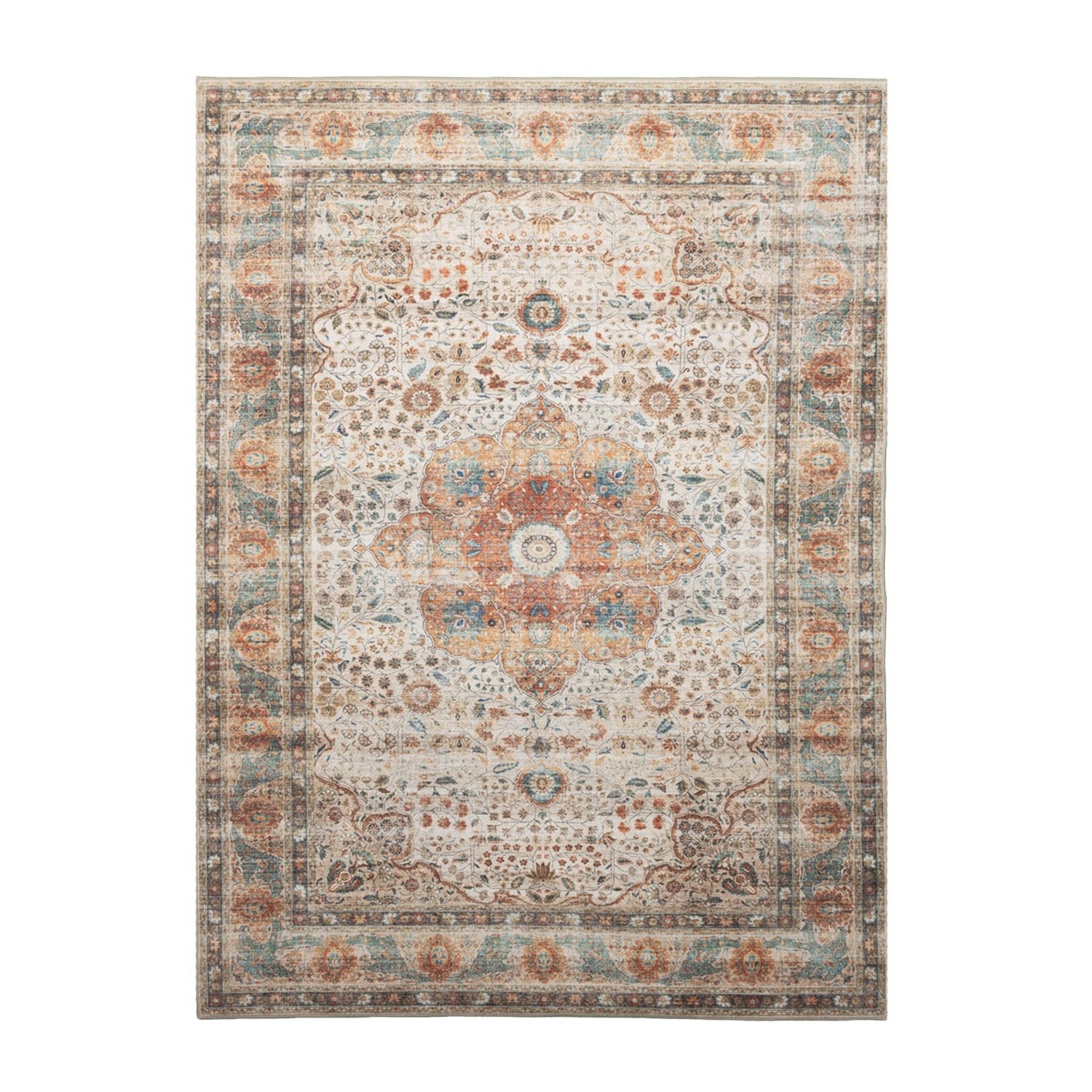 In- & Outdoor Teppich Vintage - Kairo Medaillon Creme Bunt - sfeer
