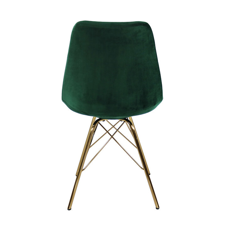 Samtstuhl Dunkelgrün - Gold Gestell