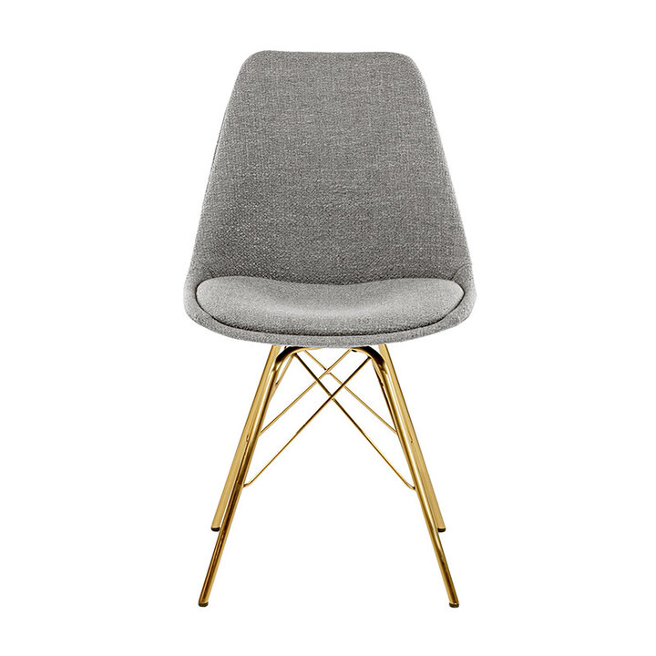 Polsterstuhl - Jens Grau - Gold Gestell 