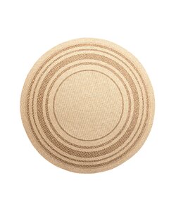Jute Gartenteppich Rund - Mavi Border Creme Braun