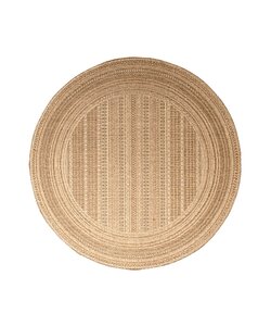 Jute Gartenteppich Rund - Mavi Stripes Creme Braun
