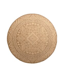 Jute Gartenteppich Rund - Mavi Medaillon Creme Braun