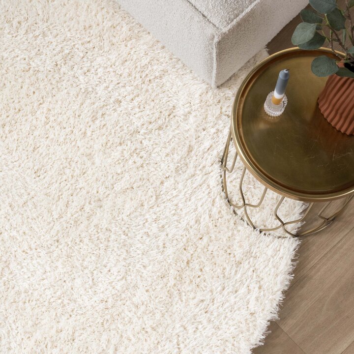 Shaggy Teppich Rund - Blaze Weiß