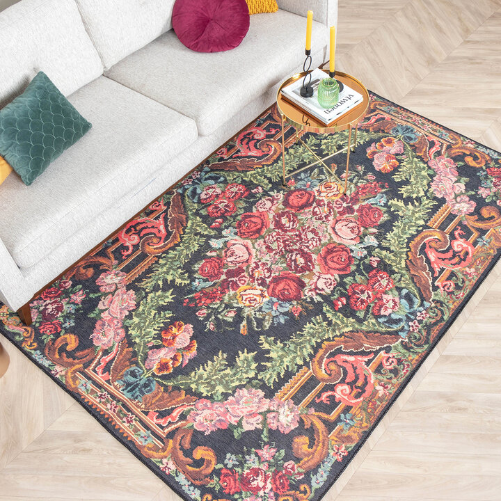 Blumen Teppich - Estate Rosen Kelim Gold