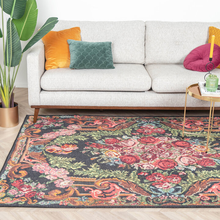 Blumen Teppich - Estate Rosen Kelim Gold