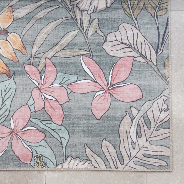 Outdoor Teppich Blumen - Poppy Olivgrün