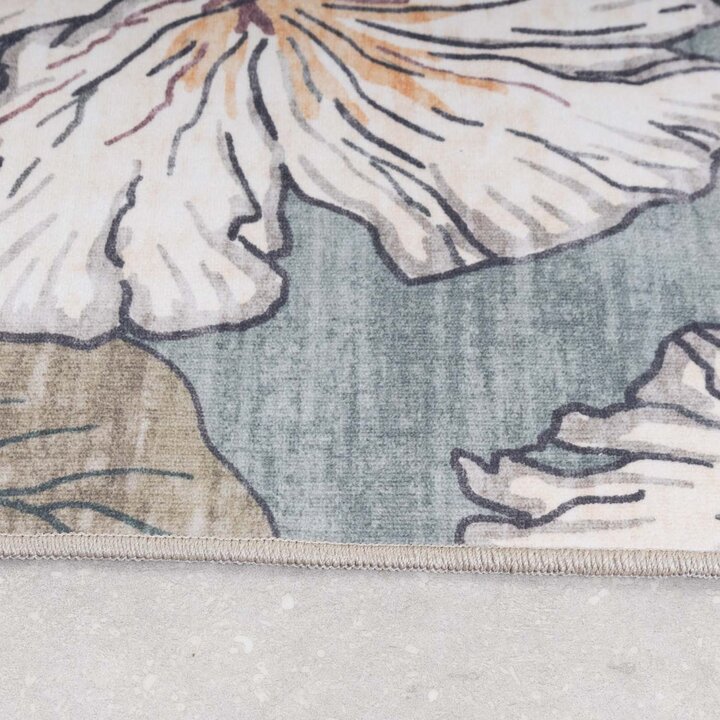 Outdoor Teppich Blumen - Poppy Olivgrün