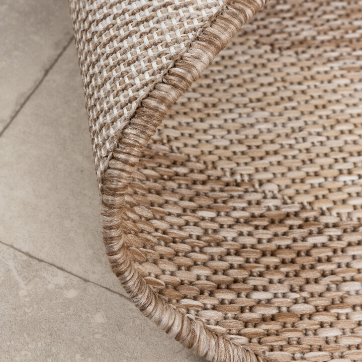 In- & Outdoor Teppich Rund - Sierra Frame Beige Creme