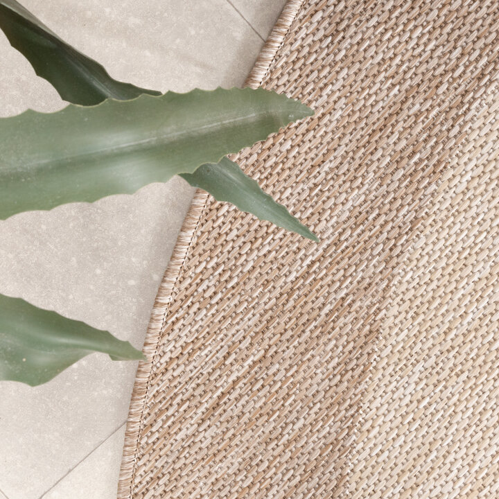 In- & Outdoor Teppich Rund - Sierra Border Beige Creme