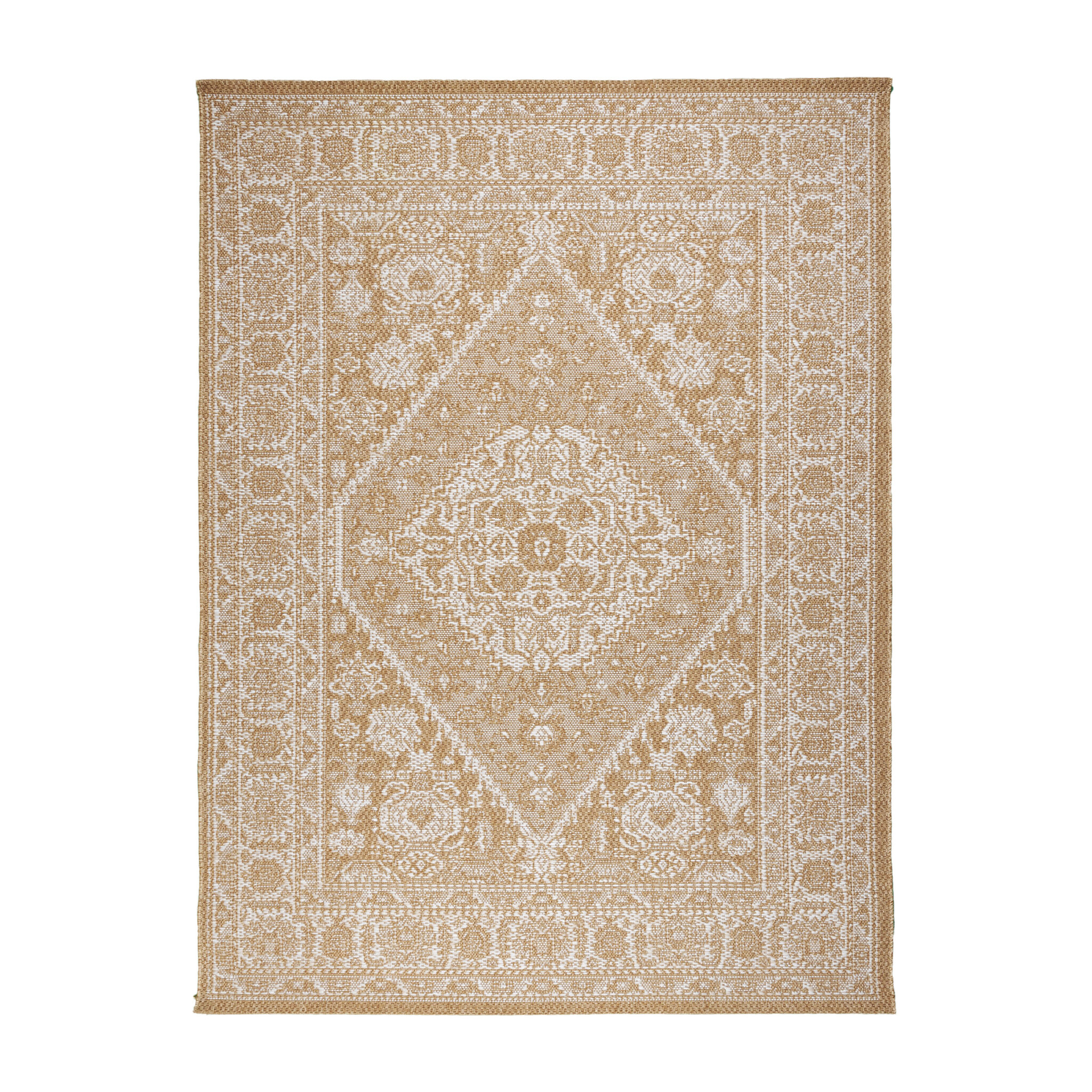 In- & Outdoor Jute Teppich - Daisy Medaillon Weiß - sfeer