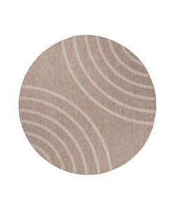 In- & Outdoor Teppich Rund - Sierra Curves Beige Creme