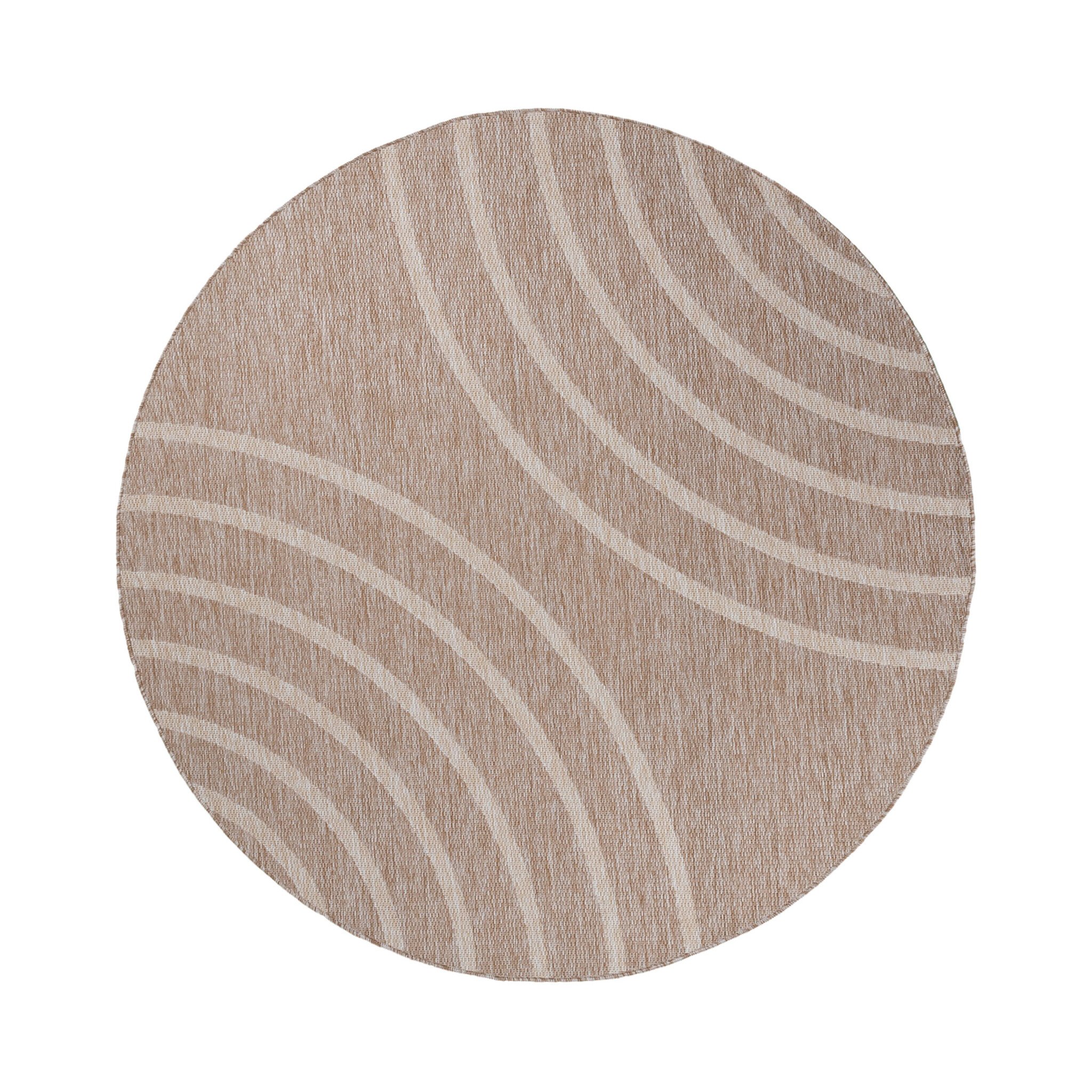 In- & Outdoor Teppich Rund - Sierra Curves Beige Creme - sfeer