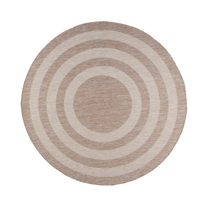 In- & Outdoor Teppich Rund - Sierra Frame Beige Creme