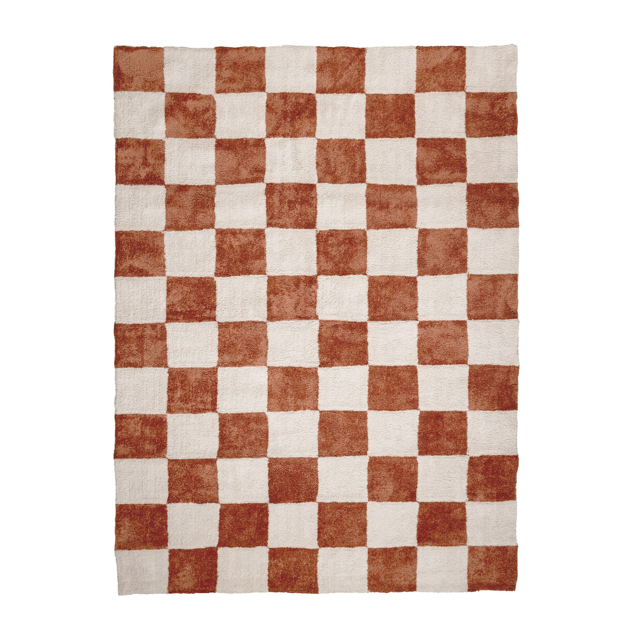 Teppich Kariert - Blox Terracotta Weiß - sfeer