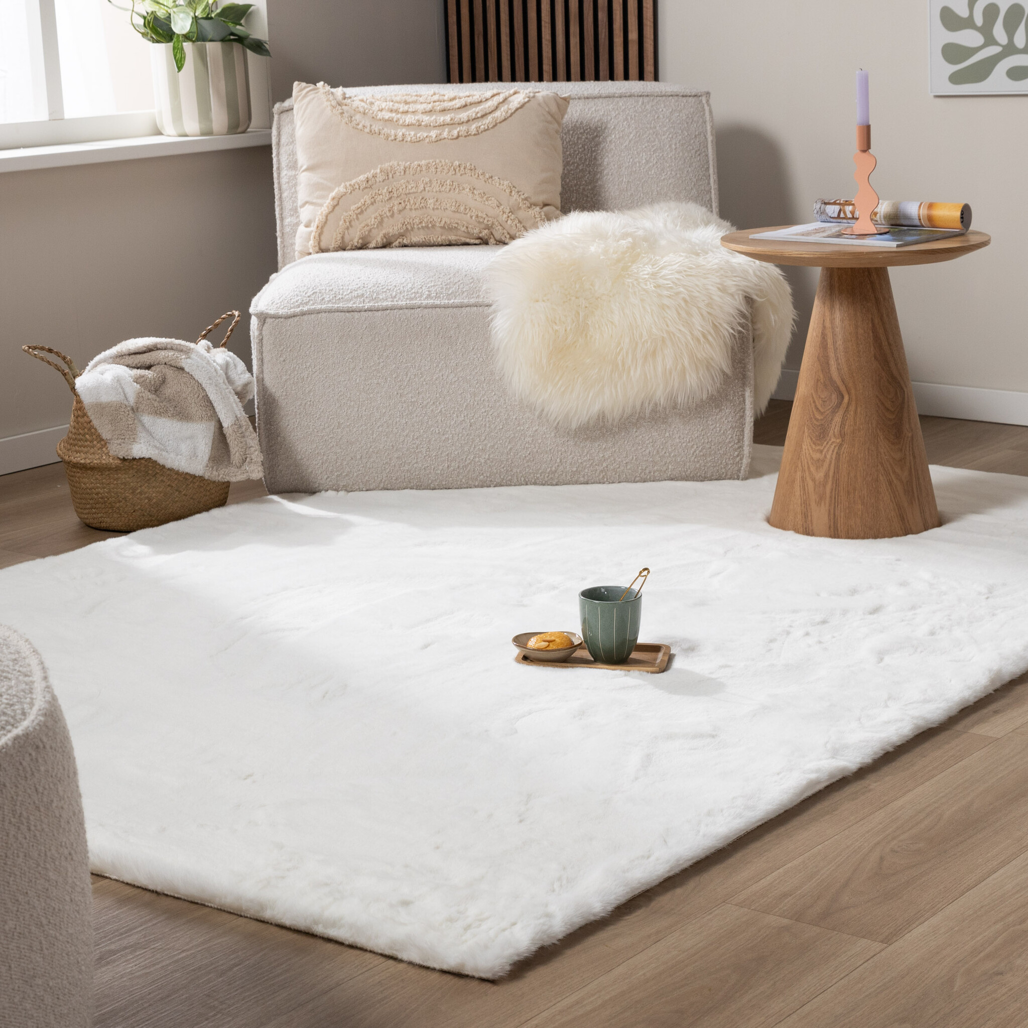 Hochflor Teppich - Comfy Supreme Weiß