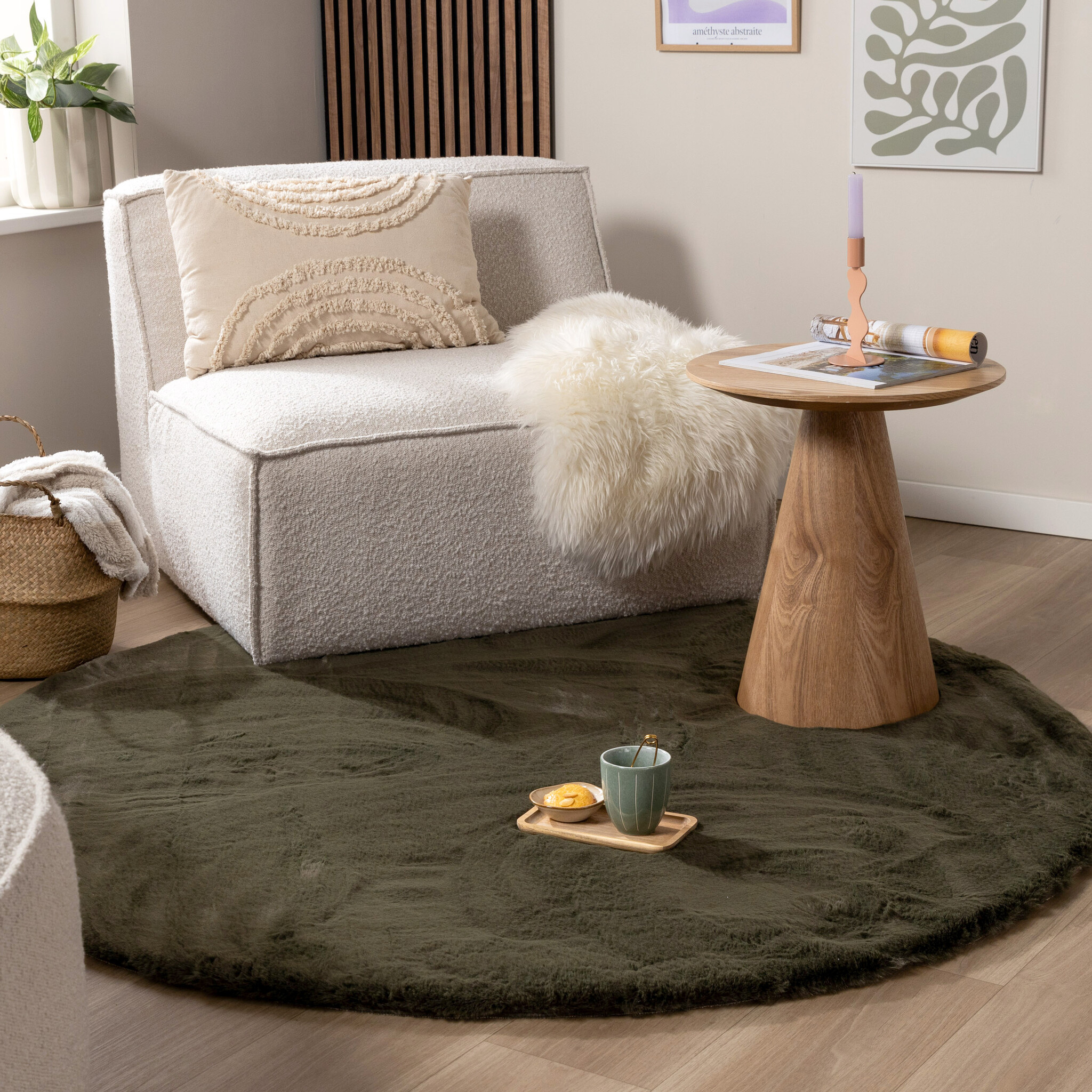 Hochflor Teppich Rund - Comfy Supreme Grün