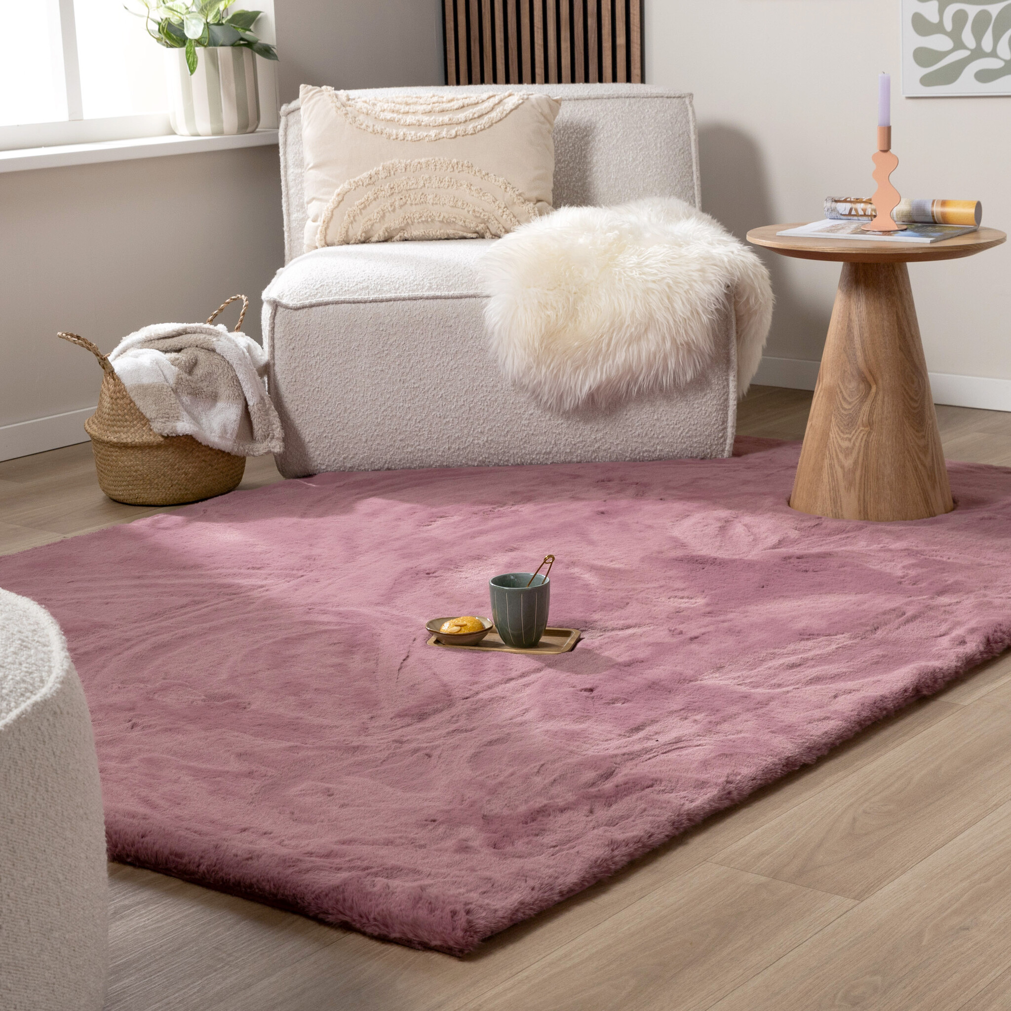 Hochflor Teppich - Comfy Supreme Dunkelrosa