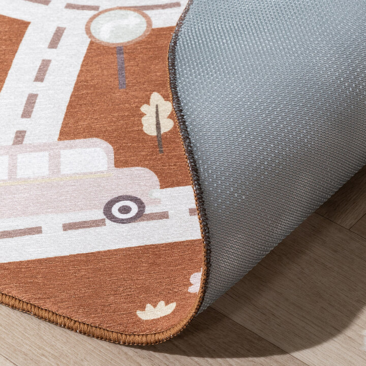 Auto Spielteppich Rund - Rocky Ride Terracotta