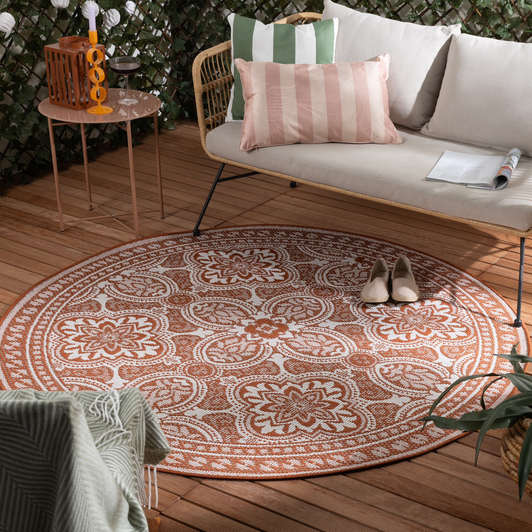 In- & Outdoor Teppich Rund - Summer Oriental Terracotta