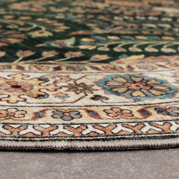 Vintage Gartenteppich Oval - Santo Flora Dunkelgrün