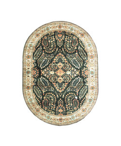 Vintage Gartenteppich Oval - Santo Flora Dunkelgrün