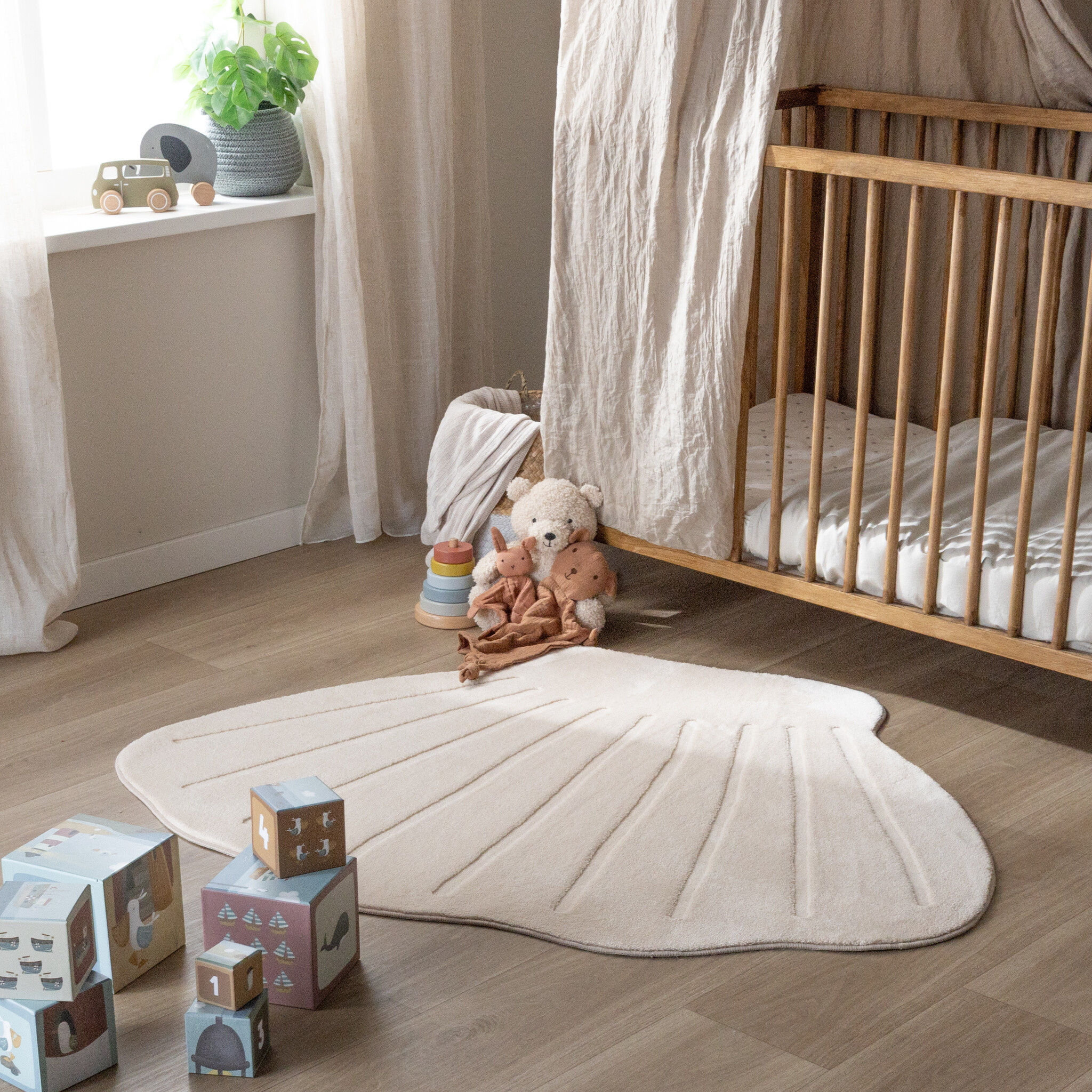 Kinderteppich Waschbar - Coco Muschel Beige 160x200cm - Little Olly