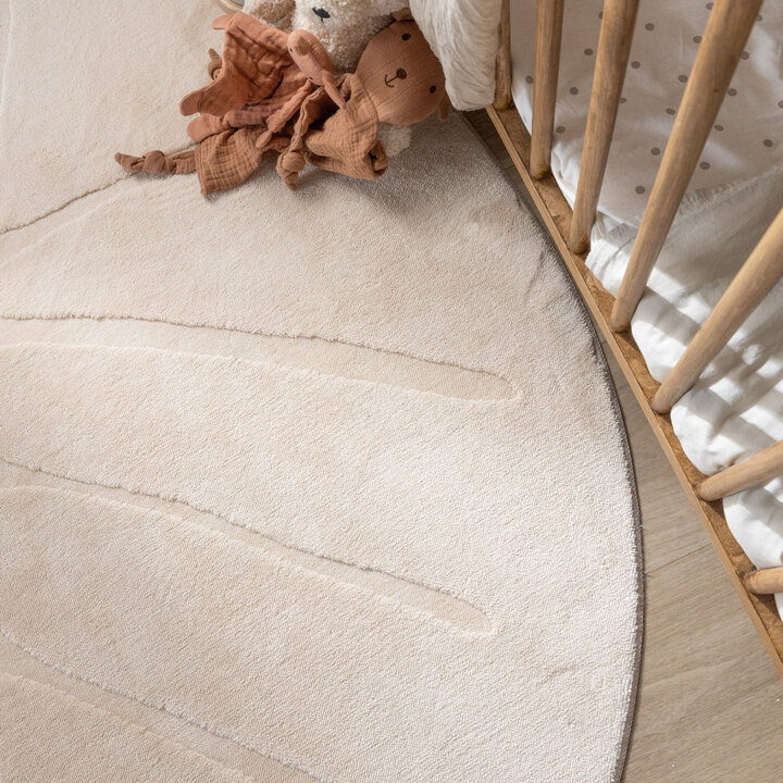 Kinderteppich Waschbar - Coco Blatt Beige