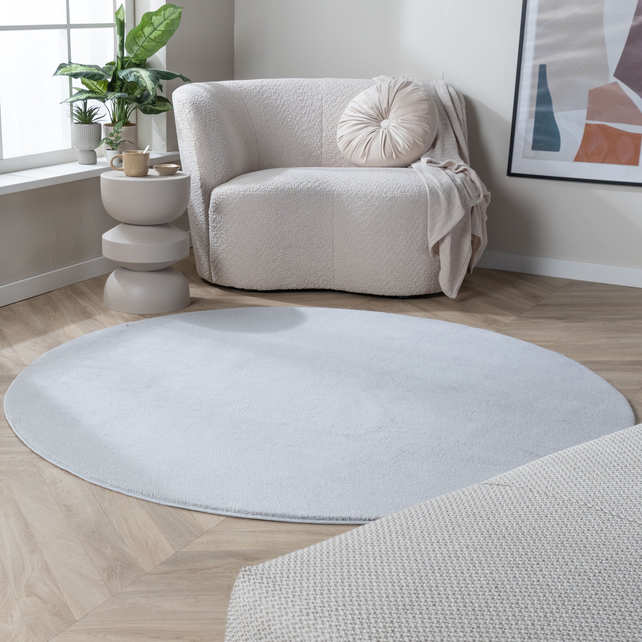 Waschbarer Teppich Rund - Vivid Grau