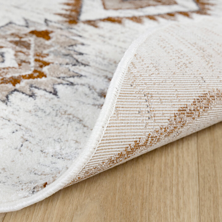 Hochflor Teppich Rund - Blend Aztec Creme Bunt