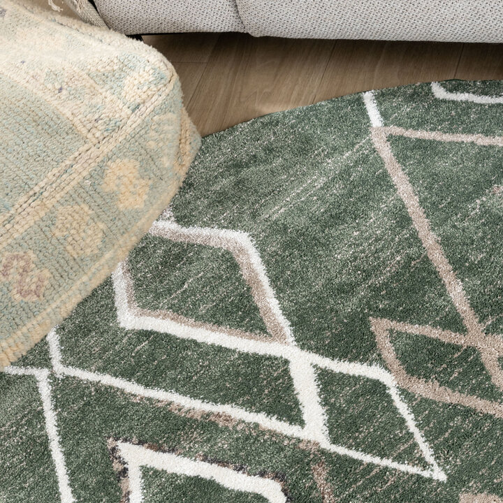 Berberteppich Rund - Blend Diamond Grün