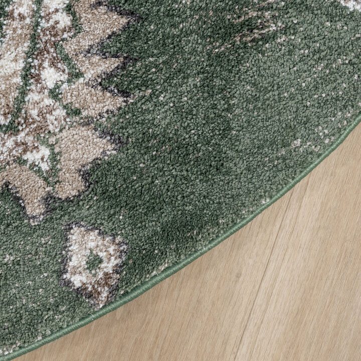 Berberteppich Rund - Blend Aztec Grün