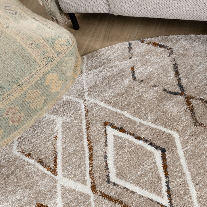 Berberteppich Rund - Blend Diamond Beige