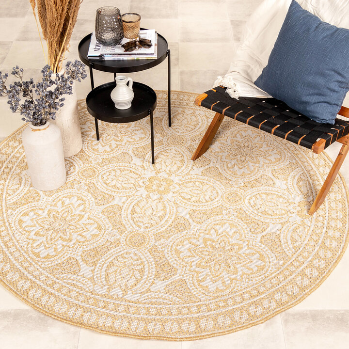 In- & Outdoor Teppich Rund - Summer Oriental Gelb