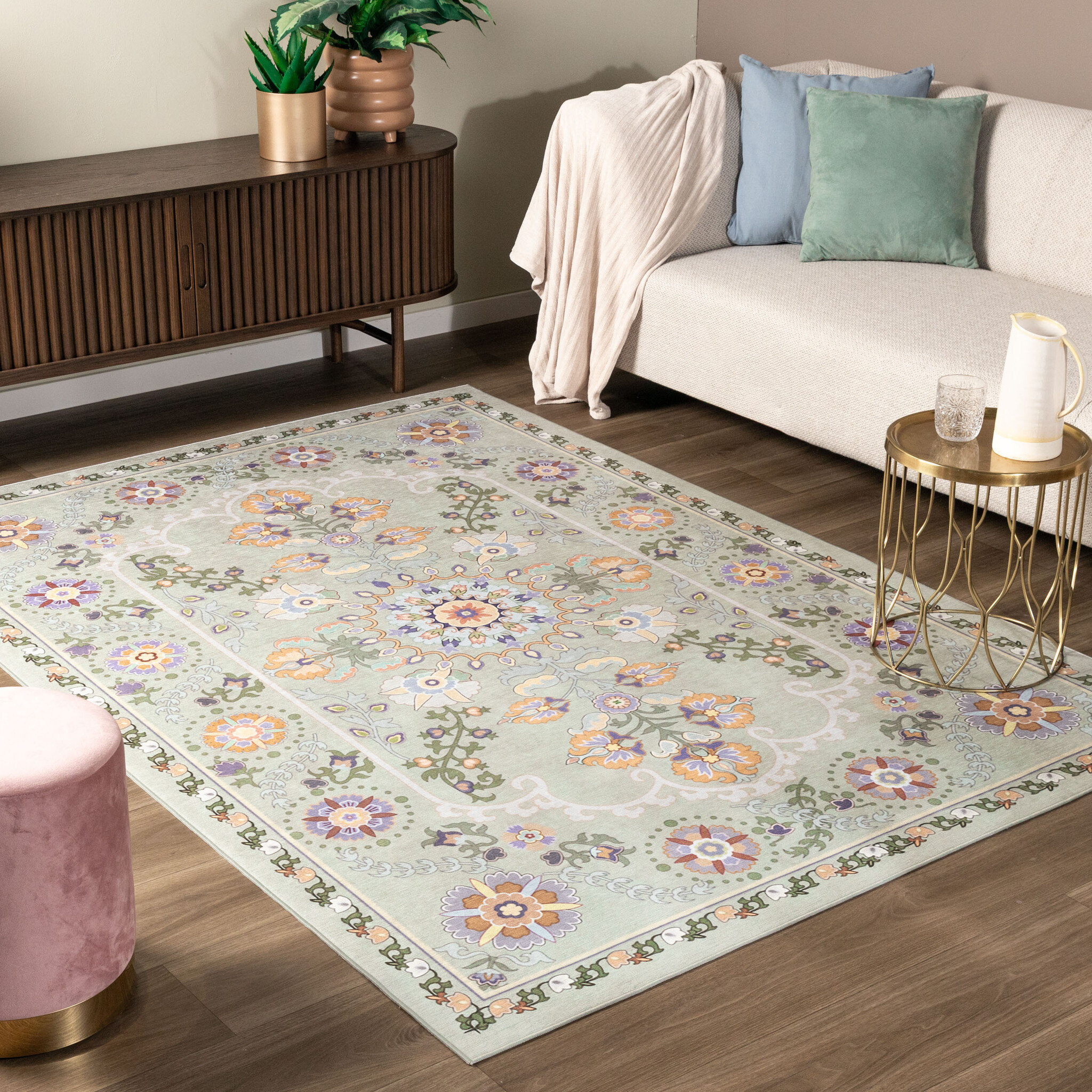 Teppich Vintage - Bibi Medaillon Grün Mint 140x200cm - FRAAI | Home&Living