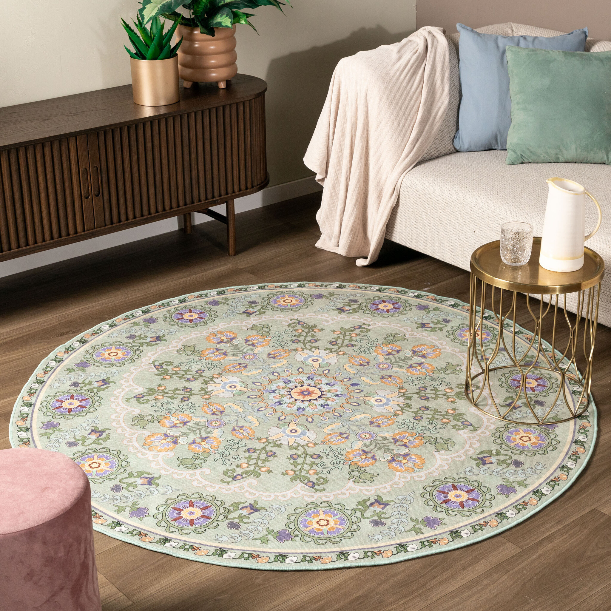 Teppich Vintage Rund - Bibi Medaillon Grün Mint Ø 160cm - FRAAI | Home&Living
