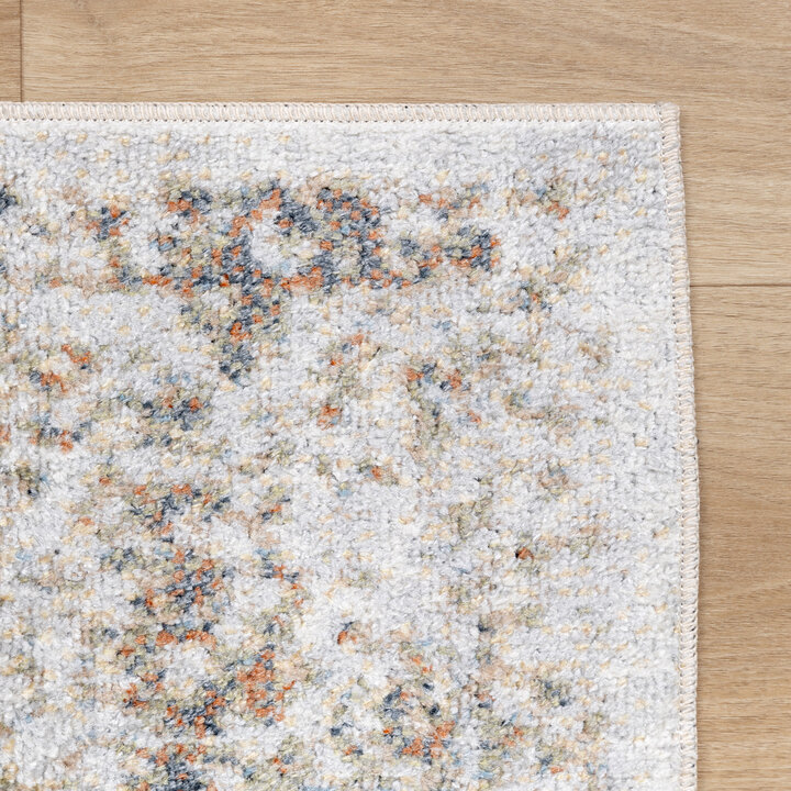 Waschbarer Teppich - Nova Medaillon Hellgrau