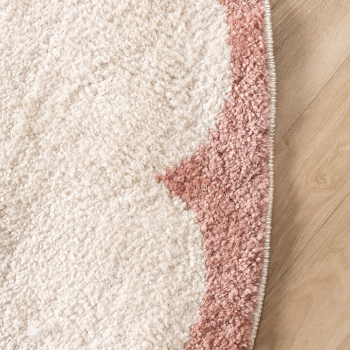 Waschbarer Teppich Rund - Myrre Rosa Weiß